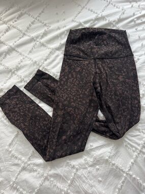 Lululemon-Dark Brown Camo-Print High Waist Leggings